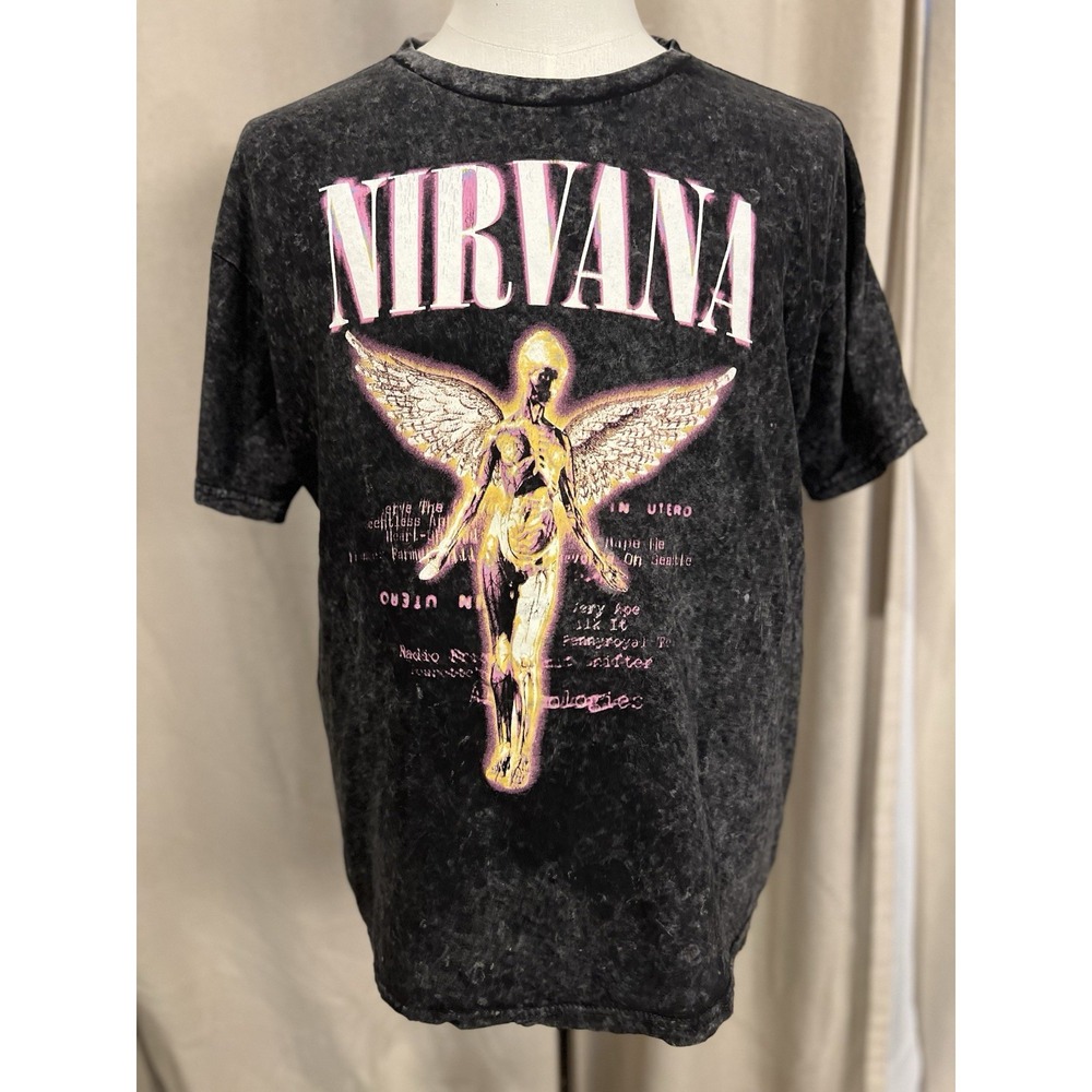 nirvana in utero shirt Acid Washed Black/gray Large Unknown Brand‎ And Age